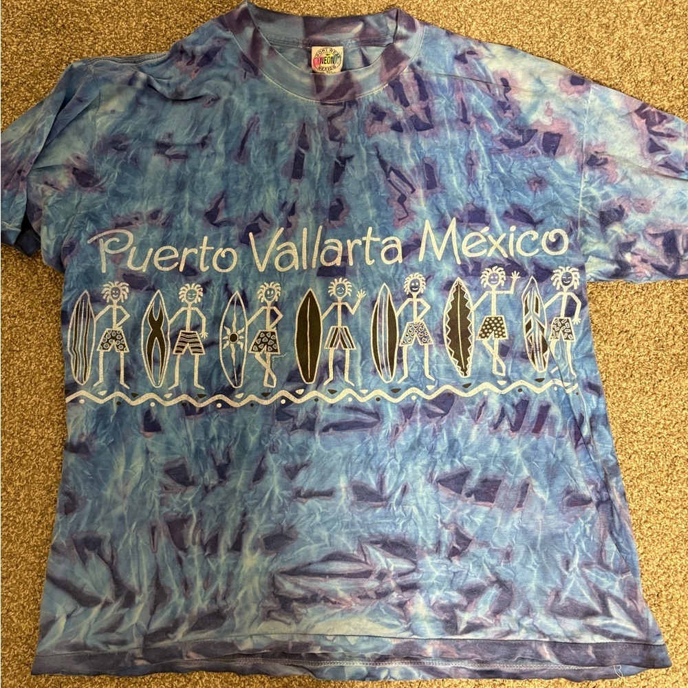 Vintage Single Stitch Blue Tie-Dye Puerto Vallarta‎ T-Shirt